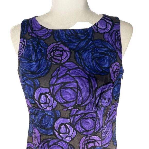 Theory Sz 10 Purple Paper Rose Sleeveless Sheath Dress - Picture 2 of 13